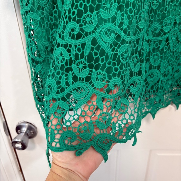 Philosophy Lace Top Kelly Green Size XXL Short Sleeve Romantic‎ Coquette Festive - Picture 5 of 12